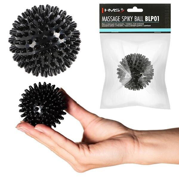 Massaažipall BLP01 BLACK SPIKY HMS цена и информация | Massaažikaubad | kaup24.ee