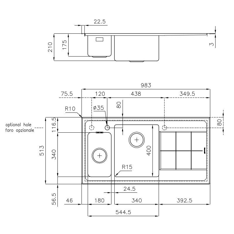 Foster valamu KE SINK 983x513 цена и информация | Köögivalamud | kaup24.ee