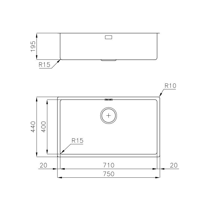 Foster valamu KE R15 BOWL 710x400 цена и информация | Köögivalamud | kaup24.ee