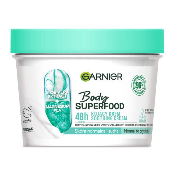 Rahustav kehakreem normaalsele ja kuivale nahale Garnier Body Superfood Soothing Body Cream, 380 ml hind ja info | Kehakreemid, losjoonid | kaup24.ee