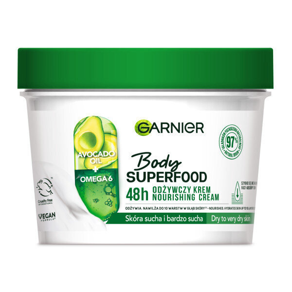 Toitev kehakreem kuivale nahale Garnier Body Superfood Nourishing Cream, 380ml цена и информация | Kehakreemid, losjoonid | kaup24.ee