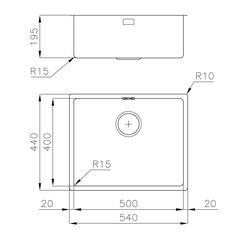 Foster valamu KE R15 BOWL 500x400 hind ja info | Köögivalamud | kaup24.ee