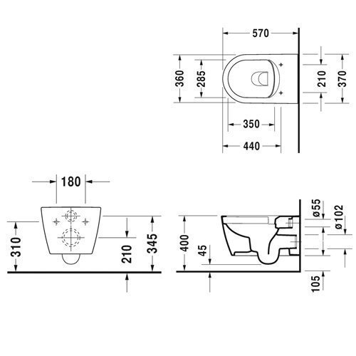 Seinale paigaldatav WC pott Duravit ME by Starck Rimless aeglaselt liikuva kaanega, 45290900A1 цена и информация | WС-potid | kaup24.ee