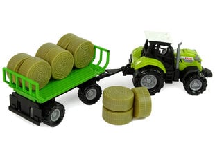 Traktorius su priekaba ir šieno rulonais hind ja info | Poiste mänguasjad | kaup24.ee