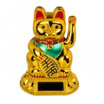 Kuldne Jaapani Hiina Maneki-Neko kass, 8 cm koos päikesepaneeliga цена и информация | Другие оригинальные подарки | kaup24.ee