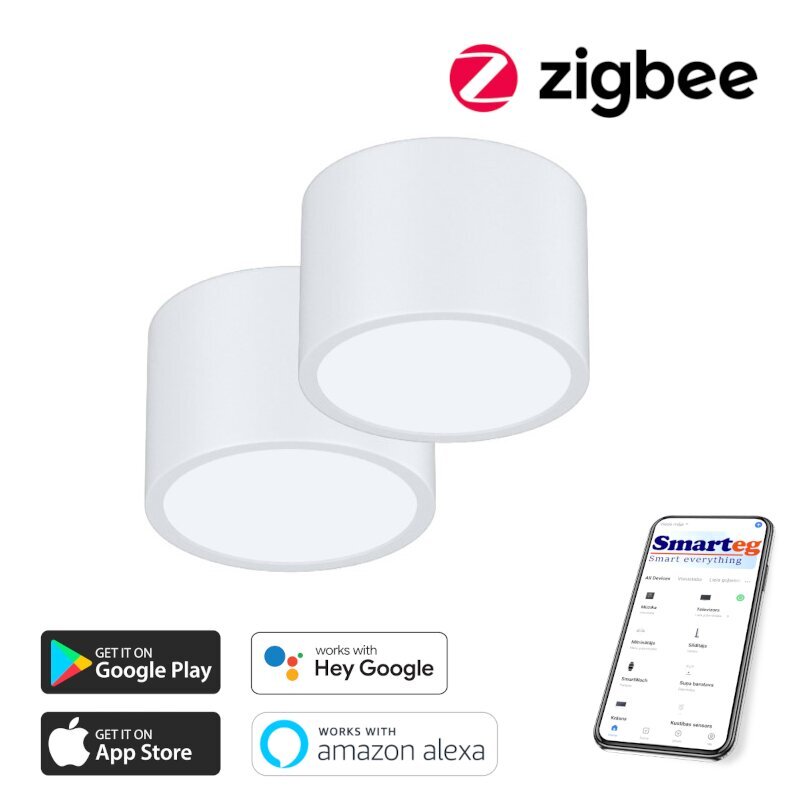 2x nutikas kärglamp 15x15cm 12W valge (Zigbee) hind ja info | Laelambid | kaup24.ee