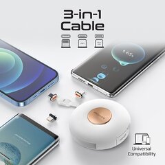 Складной магнитный кабель PROMATE Quiver USB-C на USB-C / Lightning / microUSB / 1 м цена и информация | Кабели для телефонов | kaup24.ee