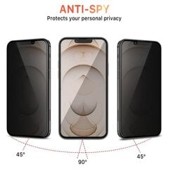 iPhone 14 Pro (6,1") Anti-Spy täisekraani kaitseklaas (10D) hind ja info | Ekraani kaitsekiled | kaup24.ee