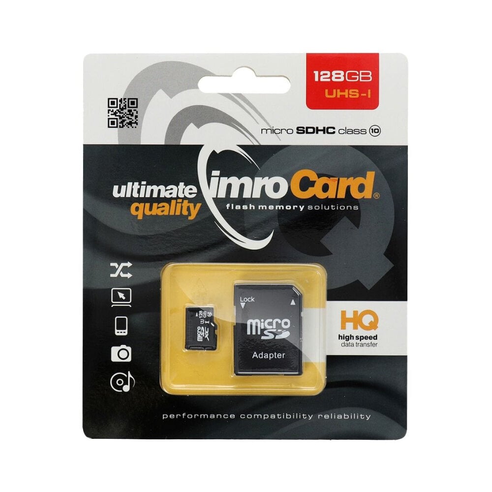 Mälukaart Imro microSD 128GB adapteriga / Class 10 UHS hind ja info | Fotoaparaatide mälukaardid | kaup24.ee