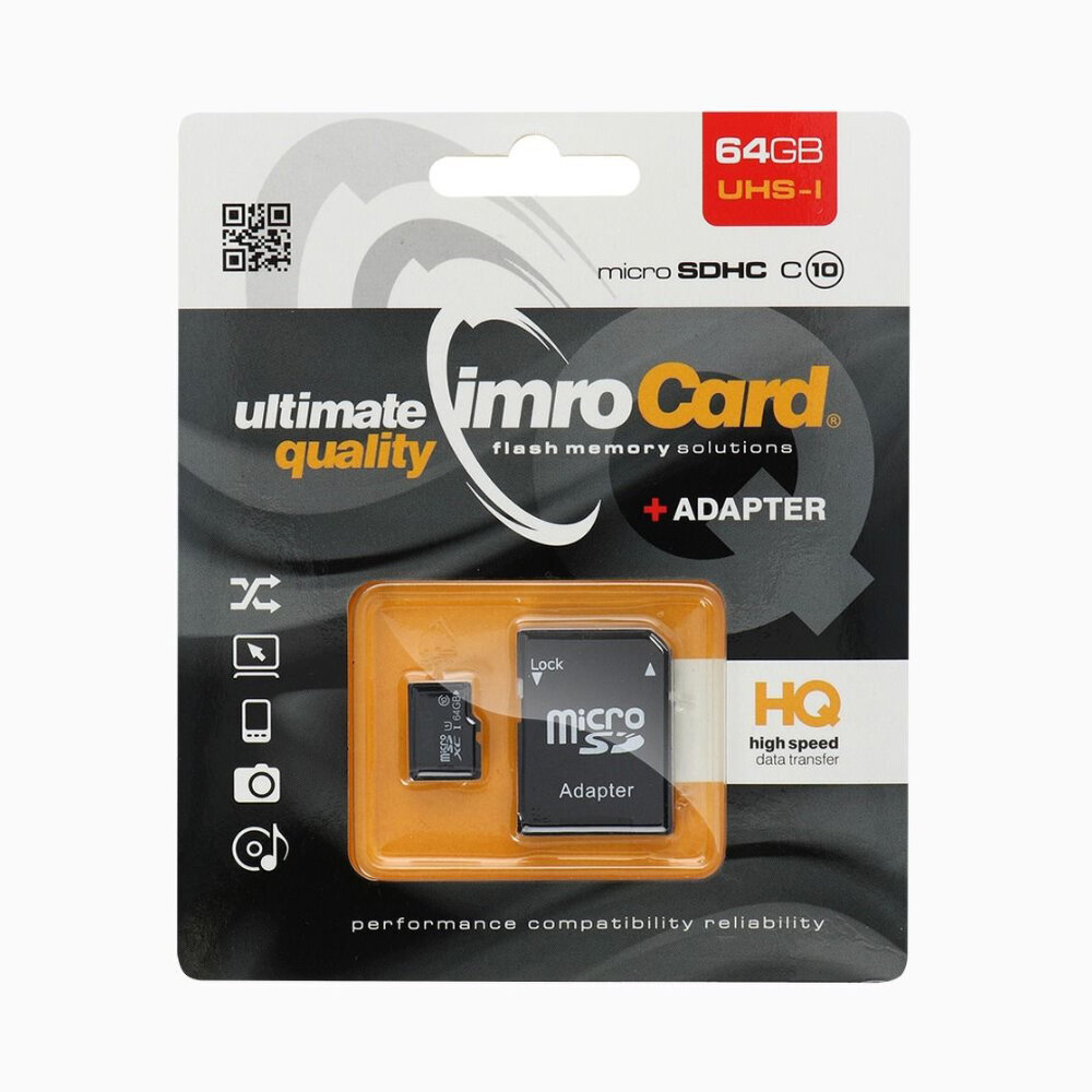 Mälukaart Imro microSD 64GB adapteriga / Class 10 UHS цена и информация | Fotoaparaatide mälukaardid | kaup24.ee