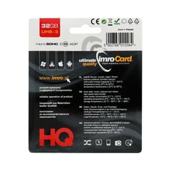 Карта памяти с адаптером Imro microSD 32GB / Class 10 UHS-3 цена и информация | Карты памяти | kaup24.ee