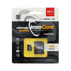 Mälukaart Imro microSD 32GB adapteriga / Class 10 UHS-3 цена и информация | Карты памяти | kaup24.ee