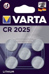 Батарея CR2025 Varta 3.0V литиевая B5, 5шт. цена и информация | Батарейки | kaup24.ee