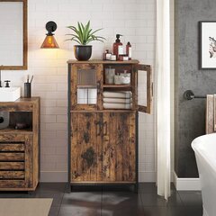 Шкаф для ванной комнаты со стеклянной дверцей Vasagle LSC260B01 цена и информация | Шкафчики для ванной | kaup24.ee