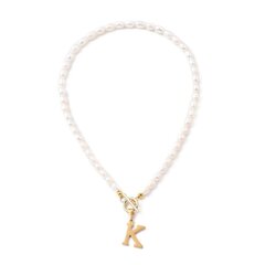 Ожерелье из пресноводного жемчуга с подвеской в виде буквы "К" цена и информация | Украшение на шею | kaup24.ee