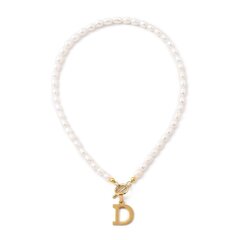 Ожерелье из пресноводного жемчуга с подвеской в виде буквы "D" цена и информация | Украшения на шею | kaup24.ee