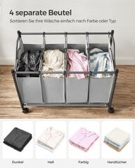 Мешок для белья Songmics, серый, 4 x 35 л цена и информация | Вешалки и мешки для одежды | kaup24.ee