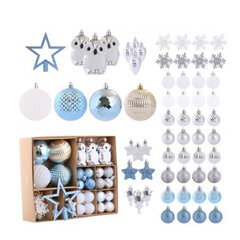 ECarla jõulumänguasjad jõulupuul - sinine ja valge - 60 tk. hind ja info | Jõulukaunistused | kaup24.ee