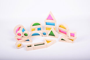 Сенсорный деревянный конструктор «Радужные блоки» - 24 шт цена и информация | Игрушки для малышей | kaup24.ee