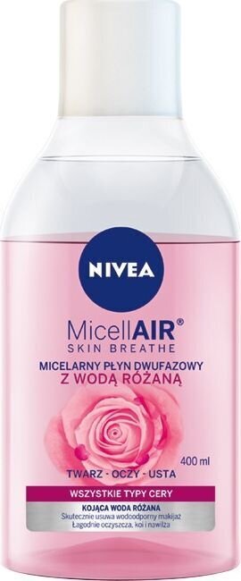 Mitsellaarne kahefaasiline meigieemaldaja roosiveega Nivea Micell Air Skin Breathe, 400 ml hind ja info | Näopuhastusvahendid | kaup24.ee