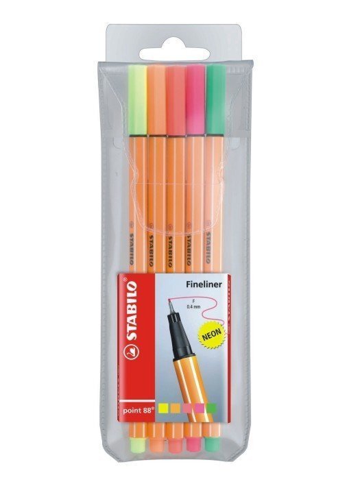 Värvilised pastakad Stabilo POINT 88 5 värvi цена и информация | Kunstitarbed, voolimise tarvikud | kaup24.ee