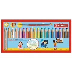 Stabilo карандаш, Woody 3 в 1 + точилка + кисть, 18 цветов цена и информация | Принадлежности для рисования, лепки | kaup24.ee