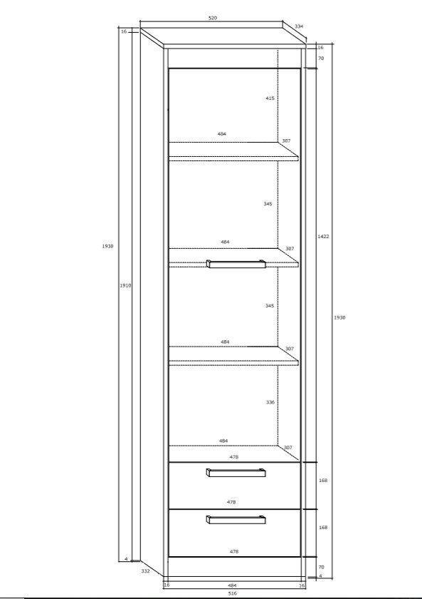 Riidekapp Maximus 1D2S, pruun/valge hind ja info | Esikukapid | kaup24.ee