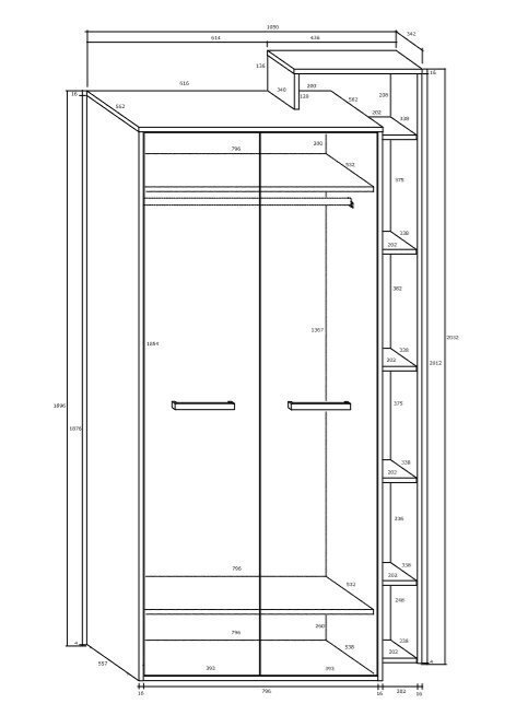 Riidekapp Rio P2D, pruun/valge hind ja info | Kapid | kaup24.ee