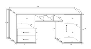 Kirjutuslaud Hanger, must/valge hind ja info | Arvutilauad, kirjutuslauad | kaup24.ee