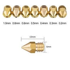 Durtail 22 tükki 3D-printeri otsik MK8 Ekstruuderi otsik, 0,4 mm 10 tükki, 0,2 mm 0,3 mm 0,6 mm 0,8 mm 1,0 mm 2 tüki kohta, puhastus-1 pintsetid, 1 otsiku klahv, 10 pakki 0,35 mm nõeltega 0,35 mm nõelad hind ja info | Printeritarvikud | kaup24.ee