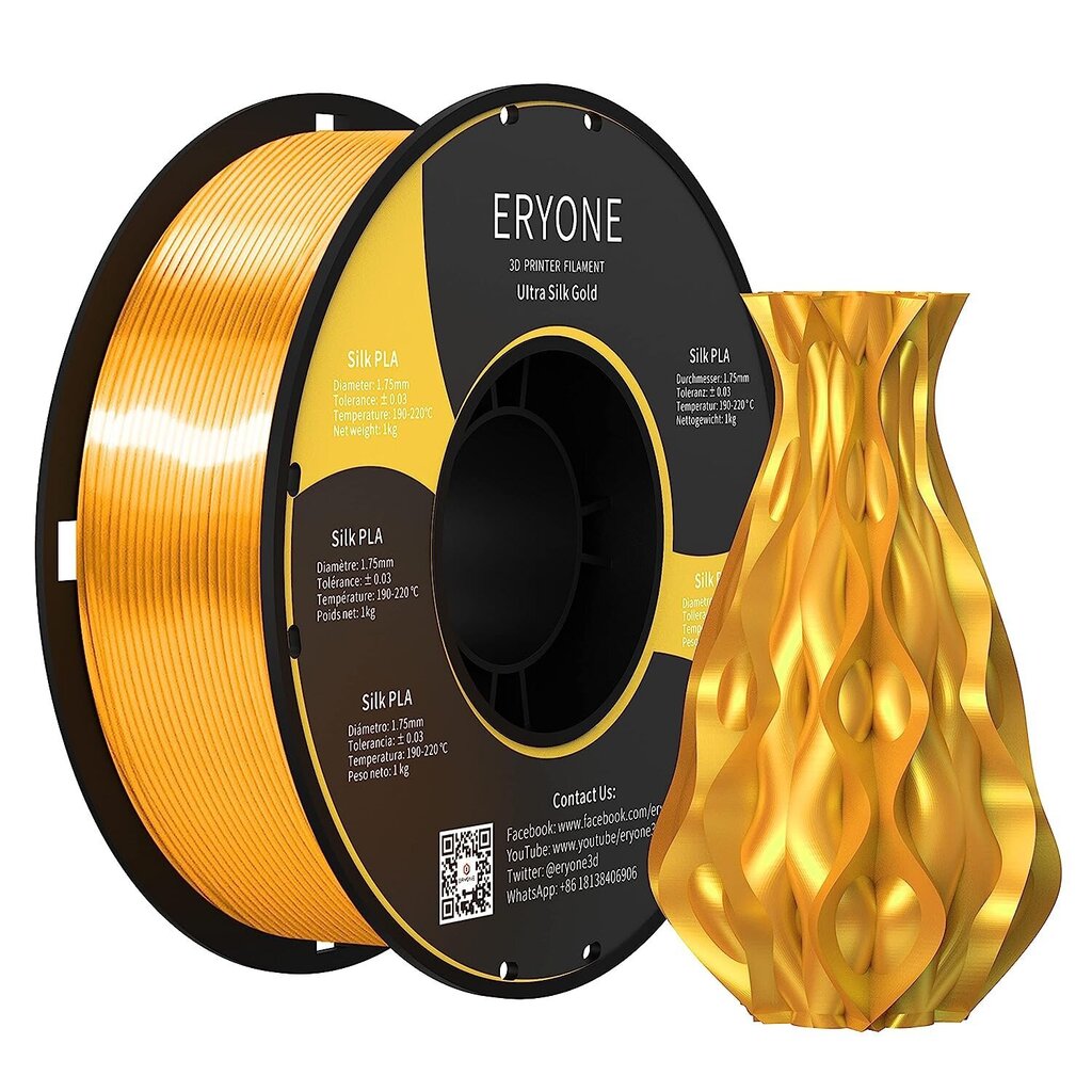 Eryone ülikerge PLA-hõõgniit 3D-printeri jaoks, 1,75 mm, tolerants: ± 0,03 mm, 1 kg (2,2 naela)/pooli, kuldne hind ja info | Printeritarvikud | kaup24.ee