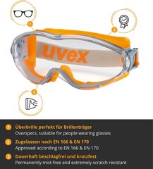 Uvex ultraheli supravision Excellence Guardian Prillid - läbipaistev/hall -oranž hind ja info | Peakaitsmed | kaup24.ee