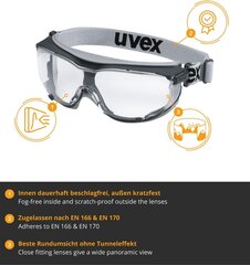 Завершение защитных очков UVEX, углеродное зрение, безрассудно цена и информация | Защита головы | kaup24.ee