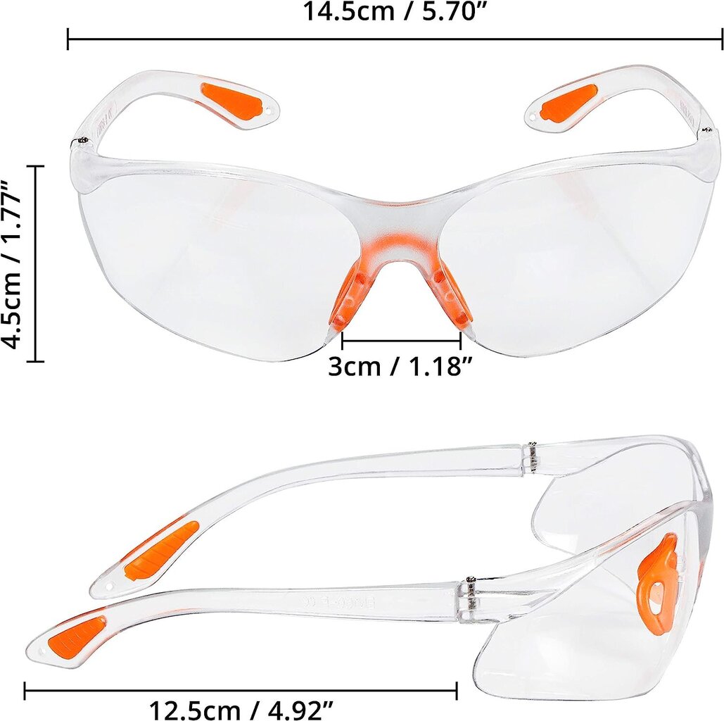 Kurtzy 12-ER pakkimisklaasid, mis on läbipaistvad kummiga, nina ja kõrvade jaoks turvalistele kaitseklaasid hind ja info | Peakaitsmed | kaup24.ee