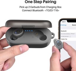 Tozo T10 Bluetoothi ​​kõrvaklapid traadita kõrvaklappidega Sport Bluetooth 5.3 IPX8 veekindel peakomplekt koos traadita laadimisjuhtumiga mikrofoni preemia heli basshall цена и информация | Наушники | kaup24.ee