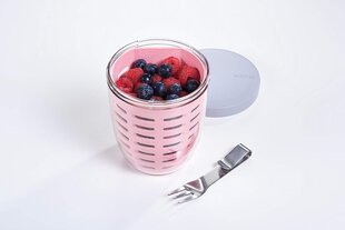 Mepal FruitPot Ellipse Nordic Pink-600 мл контента-идеала для фруктов, фруктов и овощей на дороге с дряной и вилкой-дишвашерной, PP/PCTG, 107 мм цена и информация | Посуда для хранения еды | kaup24.ee