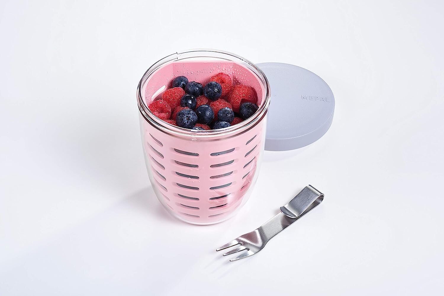 Mepal Fruitpot Ellipse Nordic Pink-600 ml sisu-ideaalset puuvilja-, puuvilja- ja köögiviljade jaoks maanteel drenaatorite ja kahvli-dishwasher-safe'iga, PP/PCTG, 107 mm цена и информация | Toidu säilitusnõud | kaup24.ee