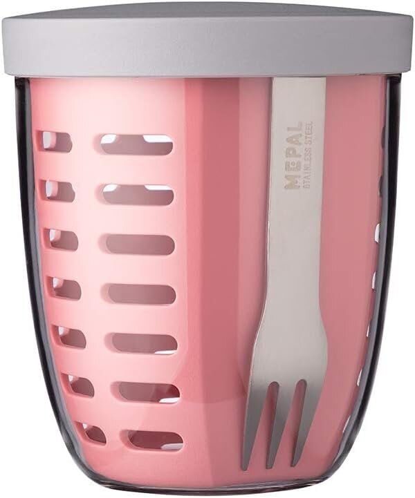 Mepal Fruitpot Ellipse Nordic Pink-600 ml sisu-ideaalset puuvilja-, puuvilja- ja köögiviljade jaoks maanteel drenaatorite ja kahvli-dishwasher-safe'iga, PP/PCTG, 107 mm цена и информация | Toidu säilitusnõud | kaup24.ee