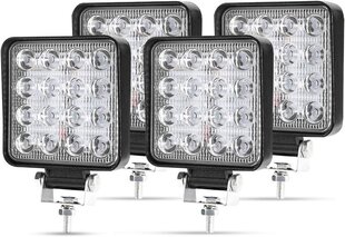 LED -Worklight, 4 x 48W ruudu LED -maanteel täiendav esilaterna 12 V 24V esilaterna IP67 veekindel tagurdav tuli traktori ekskavaatori maasturile, UTV, ATV цена и информация | Автомобильные лампочки | kaup24.ee