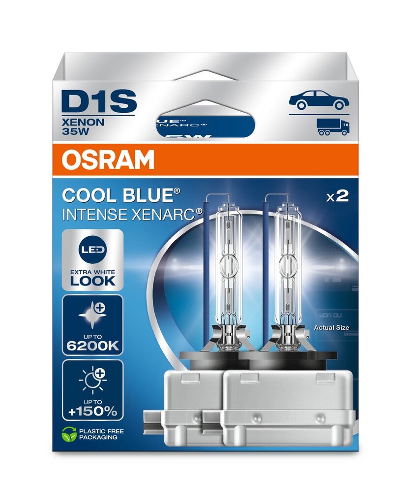 Osram Xenarc Cool Sinise intensiivne D1S, +150% rohkem heledust, kuni 6200 000, Xenoni esitulelamp, LED -välimus, Duo Box (2 lampi) цена и информация | Autopirnid | kaup24.ee