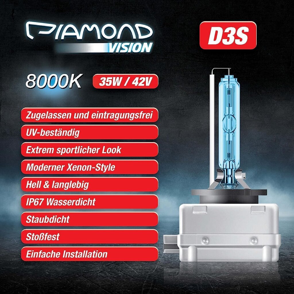 2x D3S 35W 42V 8000K DIAMONTI VIIIL HID BI XENON BRENON BRENNON WHITEVISION White Weiß Super Exert Hell Laser Komplekt Nightbreaker Extreme Vision цена и информация | Autopirnid | kaup24.ee