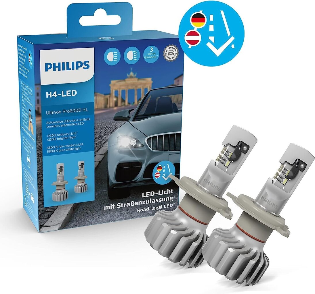 LED esitule pirn Philips Ultinon Pro6000 H4 hind ja info | Autopirnid | kaup24.ee