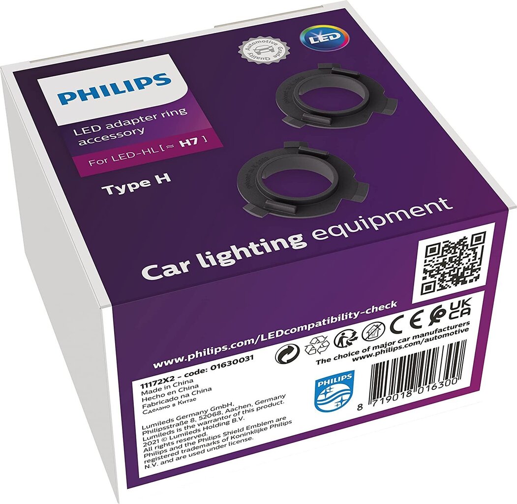 Philips Adapter Ring H7 LED -tüüpi H, Philips Ultinon Pro6000 H7 lambihoidja LED hind ja info | Autopirnid | kaup24.ee