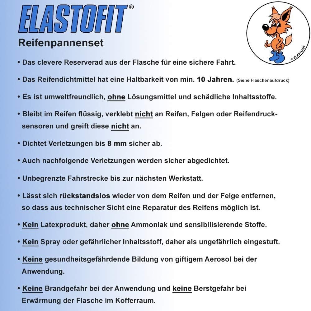 Elastofiti refillpack panensett rehvi kanali asenduspudel kõigile autodele/maasturitele jne. 10 aastat vastupidav (700ml) hind ja info | Autokeemia | kaup24.ee