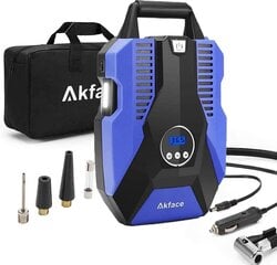 AKFACE Autokompressor, 12 V 150PSI õhukompressor, 35L/min kiire inflatsiooni kaasaskantav kompressor autorehvide, jalgratta ja muude täispuhutavate paatide jaoks цена и информация | Автомобильные электропринадлежности 12V | kaup24.ee