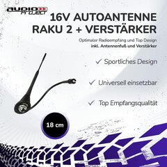 Audioproject A282-Auto Antenna 18cm Raku 2 +-усилитель, совместимый с VW Golf 4 5 6 7 Passat Lupo 6r Audi A6 Opel Corsa Astra Ford Focus Seat Skoda Radio Antenna Dach-Radio цена и информация | Автомобильные аксессуары | kaup24.ee