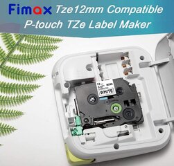 Fimax ühilduv vend p-touch font maht 12mm TZE-231 TZE231 TZE-lint 12 mm 0,47 Tähemaht venna kirjaseade P-touch H105 1010 D400 1000 1005, must valgel hind ja info | Printeritarvikud | kaup24.ee