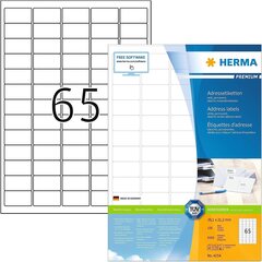 Herma 4254 Address Sticker DIN A4 (38,1 x 21,2 мм, 100 листов, бумага, матовая) самостоятельно, печатная, постоянная универсальные этикетки, 6500 клейких этикетков, белые цена и информация | Канцелярские товары | kaup24.ee