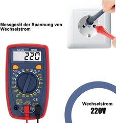 Astroai Digital Multimeter с OHM Volt Ampere Test Test Test Test напряжение переменного/постоянного тока, электричество DC, сопротивление, диод, преемственное измерение прибора с подсветкой, красным цена и информация | Дополнительные принадлежности | kaup24.ee