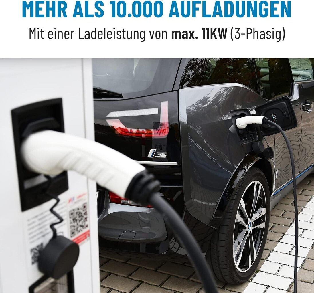 Absina 2. tüüpi laadimiskaabel 11kw ja 16A hübriid- ja elektriauto jaoks - 5 meetrit 2. tüüpi laadimiskaabel 3 faasig - mood 3 laadimiskaabel - ühildub mudeliga 3, e -up, id.3, Zoe, Eq Fortwo, Kona Electro, ID, ID .4 ja palju muud hind ja info | Elektriautode laadimisjaamad | kaup24.ee